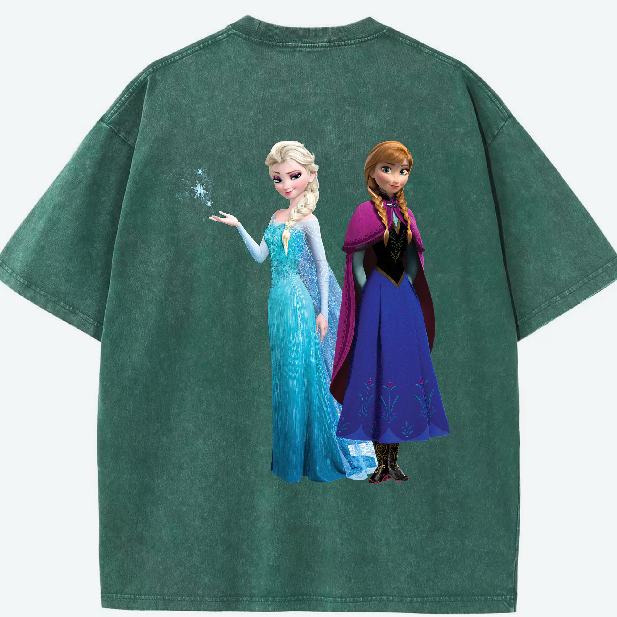 （画像用） アナと雪の女王 アンナ エルサ Frozen Anna Elsa 綿100% ヴィンテージ風 半袖Tシャツ（背面プリント）